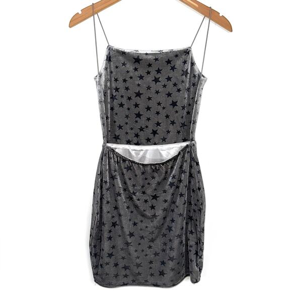 Revolve By The Way Velvet Silver Grey Star Bodycon Backless Mini Dress Size S - Picture 5 of 15